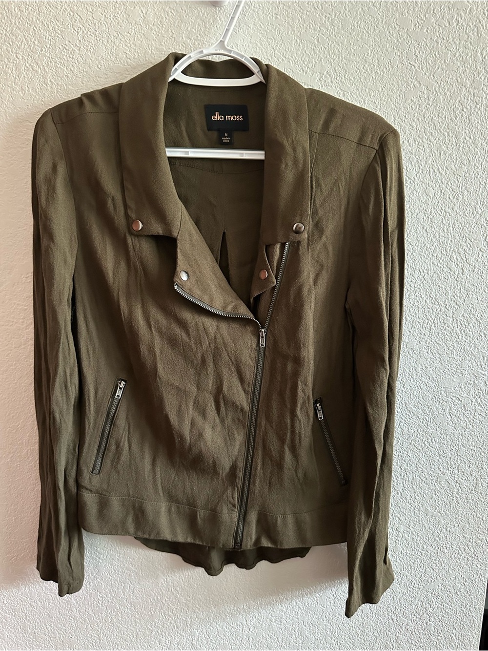Ella Moss Olive Moto-Style Jacket